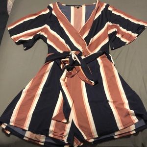 Express- Navy and Rose colored shorts romper